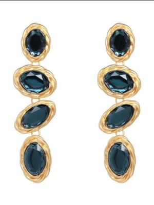 Blue long tiered earring