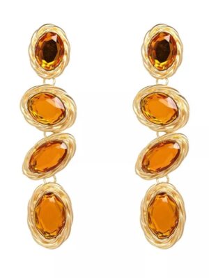 Gold long tiered earring