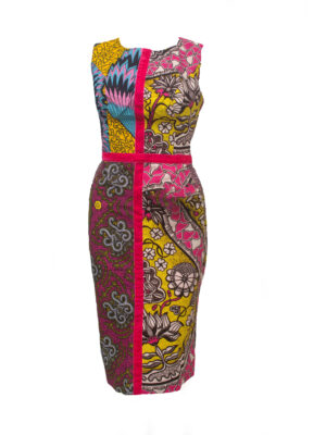 Jeanie PINK  Mixed Print Sleeveless Dress