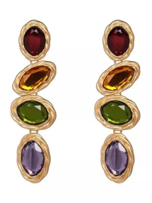 Multi colored long tiered earring