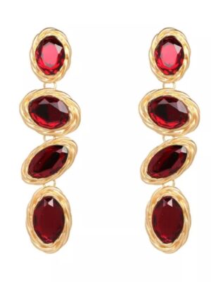 Red long tiered earring