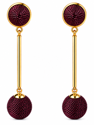 Burgundy and God Linear Earrings