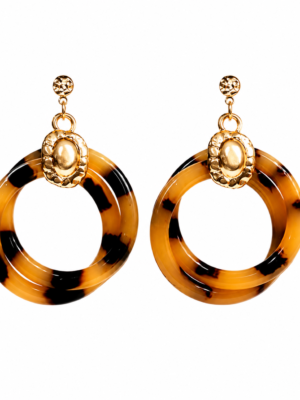 Amber Tortiesshell and God accent Earrings