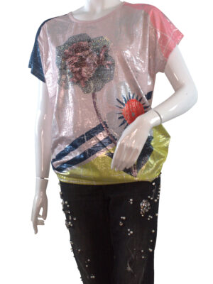 European Emblished pink tshirt