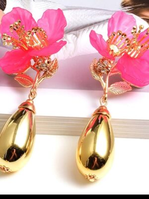 Peach Floral Fashion Earrings