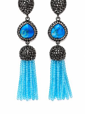 Torquiose crystal teardrop stone earrings