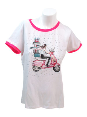 White and pink Tennager tshirt