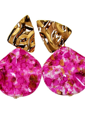 Arylic Gold and Pink Drop earrings