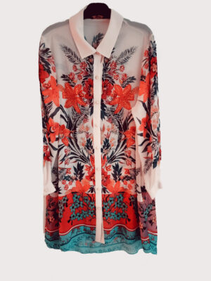 Embelished chiffon shirt dress